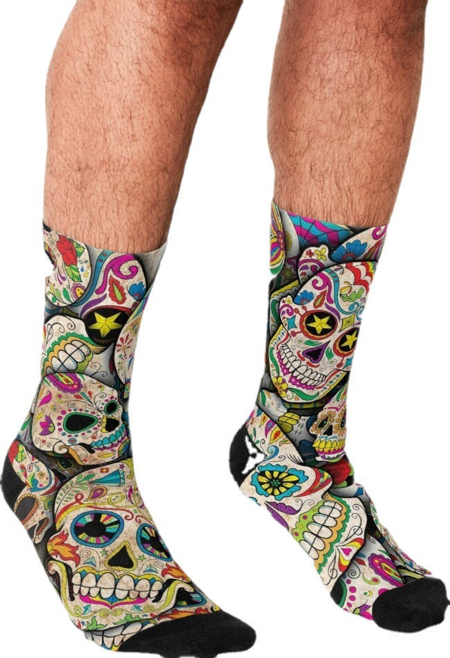 Men's Cartoon Unique Europe And America Cross Border Athletic Socks Digital Printing Lovers' Socks - Mubimart -  