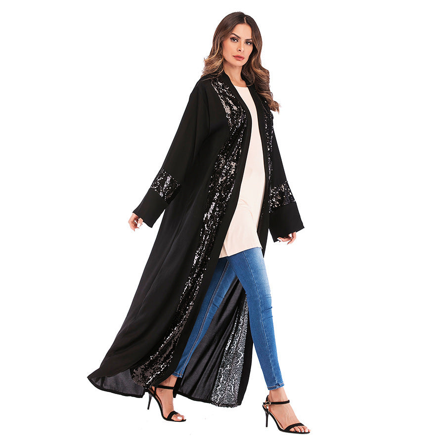 Sequin Patchwork Cardigan Robe For Women - Mubimart -  