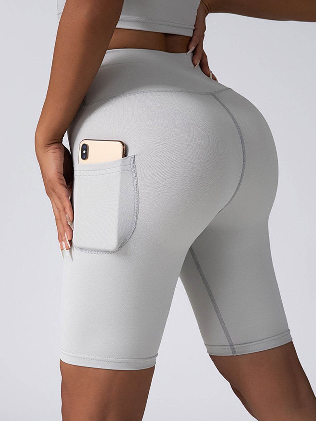 2 Pack High Waist Biker Shorts For Women-Workout Yoga Shorts Running Summer Soft Pants With Pockets - Mubimart