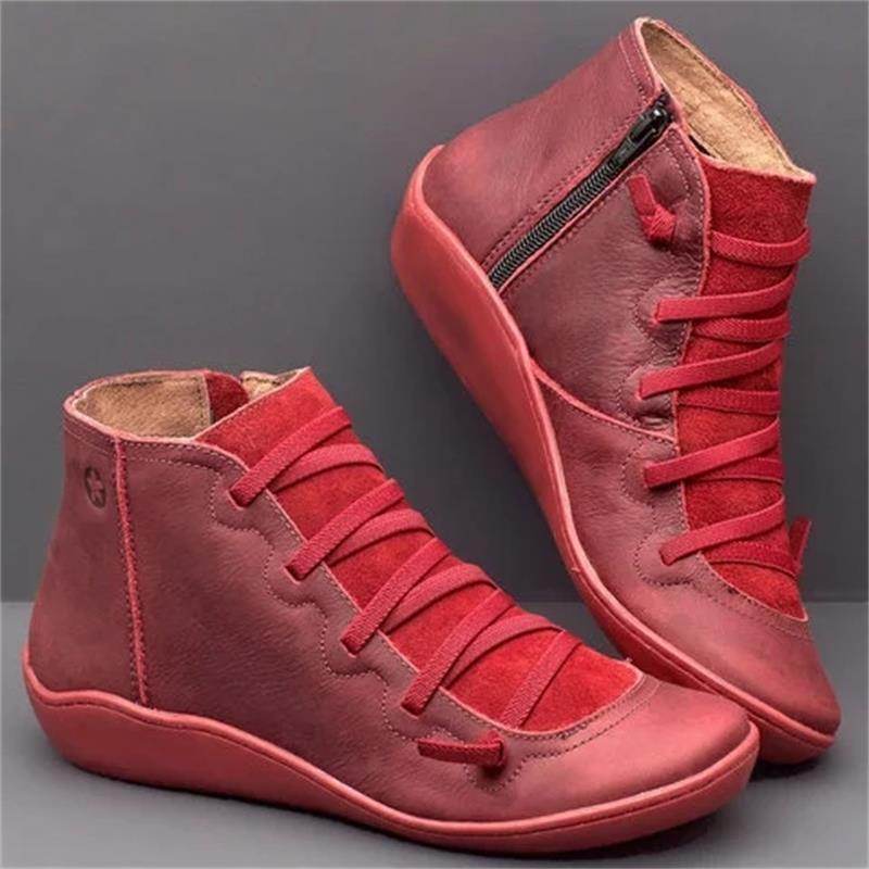 Casual booties women's boots flat boots - Mubimart