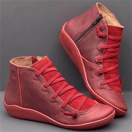 Casual booties women's boots flat boots - Mubimart