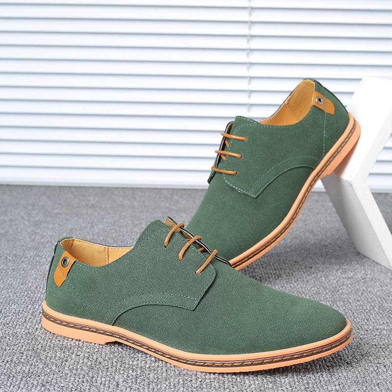 Spring suede men's shoes leather casual oxford shoes - Mubimart