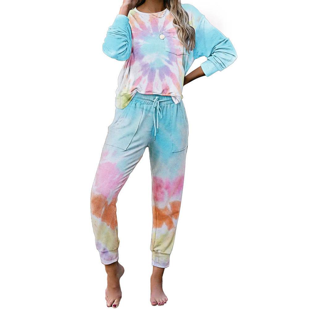 Long sleeve trousers pajama set - Mubimart