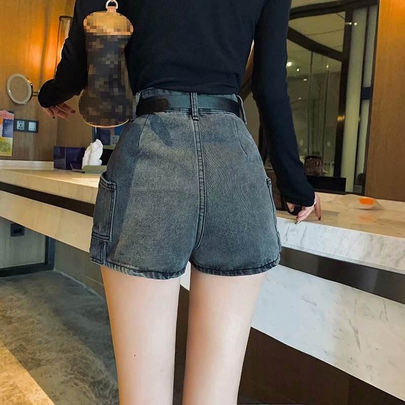 Denim shorts women straight loose women high - Mubimart
