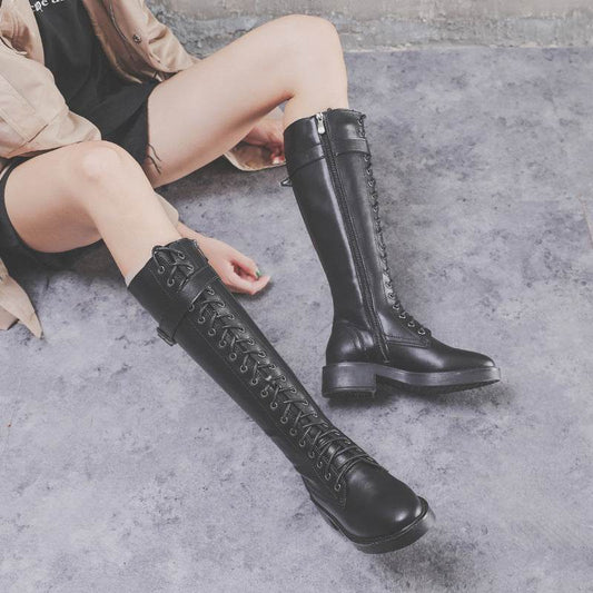 Women Long Boots High Boots Flat Boots Big Size - Mubimart