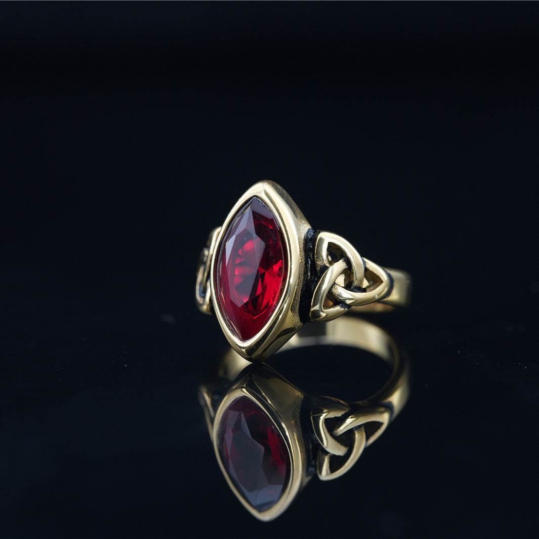 Fashion Retro Gem Titanium Steel Ring For Men And Women Ethnic Style - Mubimart