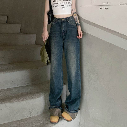 Women's Summer Loose Straight Flared Jeans - Mubimart