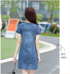 Loose denim dress - Mubimart -  