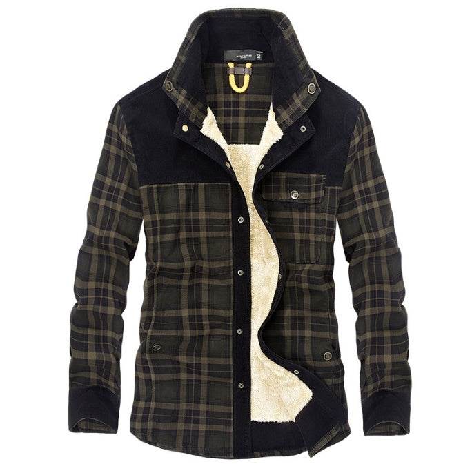 Winter Jacket Men Thicken Warm Fleece Jackets Coats Pure Cotton Plaid Jacket Military Clothes - Mubimart