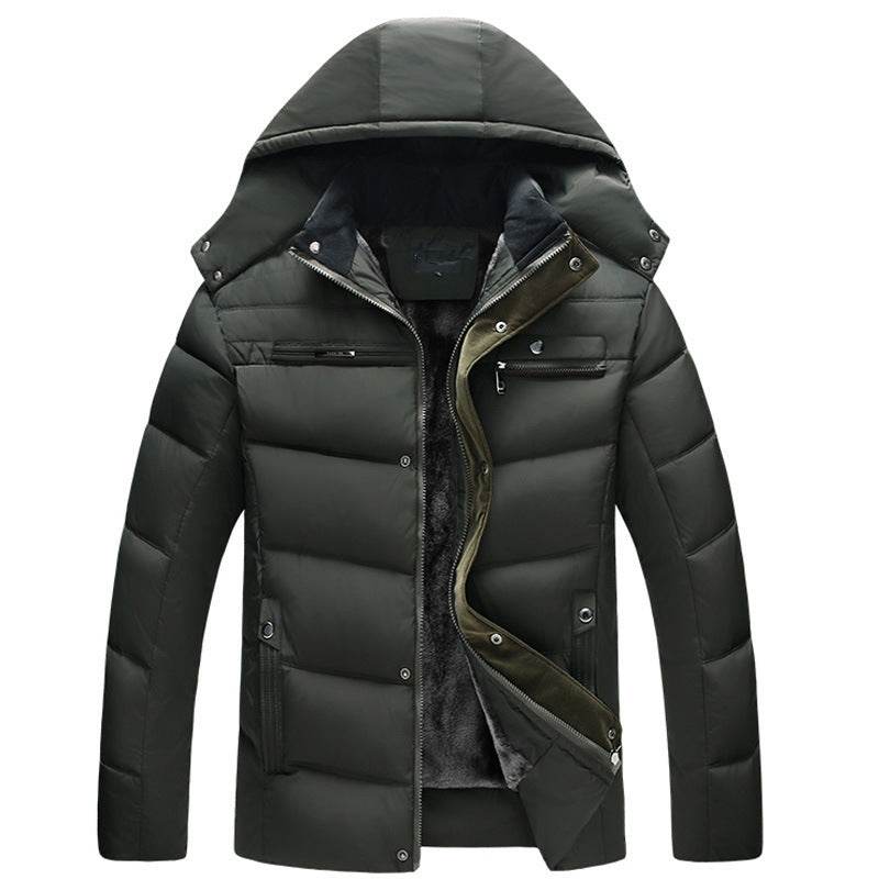 Hooded slim fit plus down padded down jacket men - Mubimart