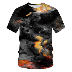 Mens Fashion Casual Digital Print Crew Neck T-shirt