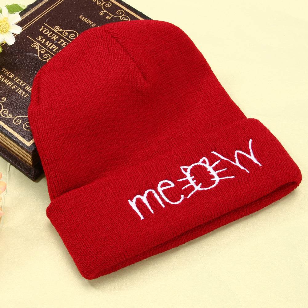 Autumn MEOW Men Women Casual Hip Hop Hats Knitted Wool Skullies Beanies Hat Warm Winter Hat For Women Beanie Winter Caps - Mubimart