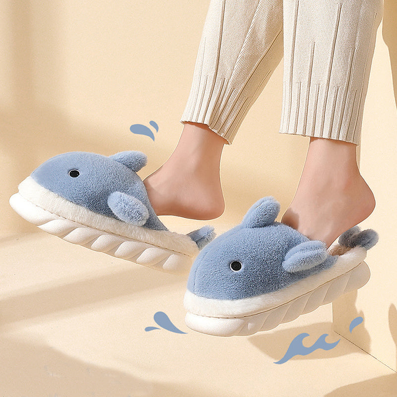 Shark Slippers Soft Sole Furry Shoes Home Bedroom Slippers Women - Mubimart -  