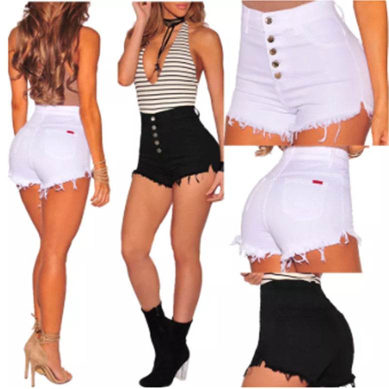 Ladies Ripped High Waist Denim Shorts Women Hot Pants - Mubimart