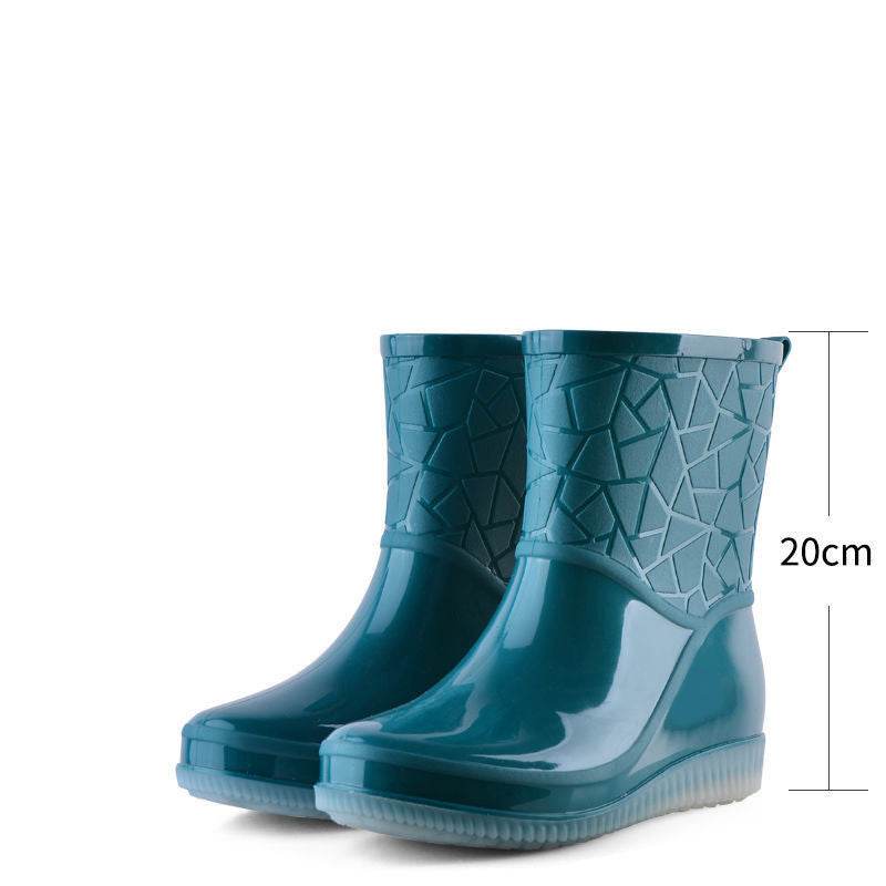 Women's Mid-low Fleece Rain Boots - Mubimart