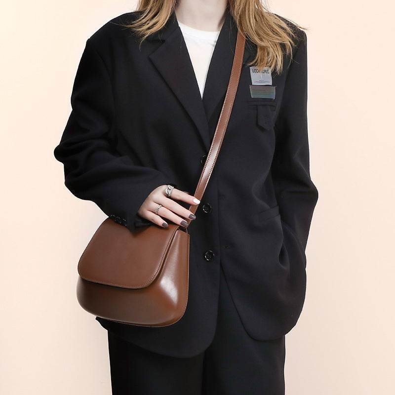 Crossbody Bag Vegan Leather Women Retro Small Saddle Satchel Shoulder Bag With Long Adjustable Strap - Mubimart