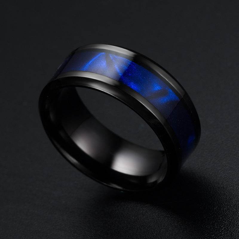 Blue Shell Titanium Steel Ring Fashion Personality Men And Women Ring - Mubimart