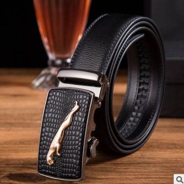 Men's leather factory direct belt buckle leather belt men's automatic belt belt wholesale business - Mubimart