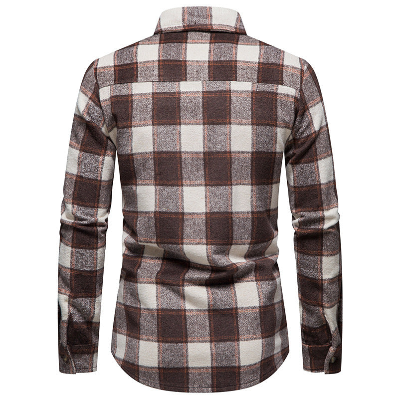 Thick Warm Woolen Cloth Flannel Casual Shirt Base Men's Shirt