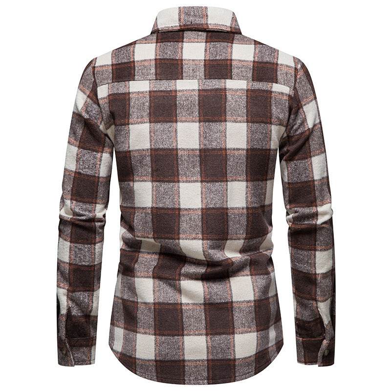 Thick Warm Woolen Cloth Flannel Casual Shirt Base Men's Shirt - Mubimart