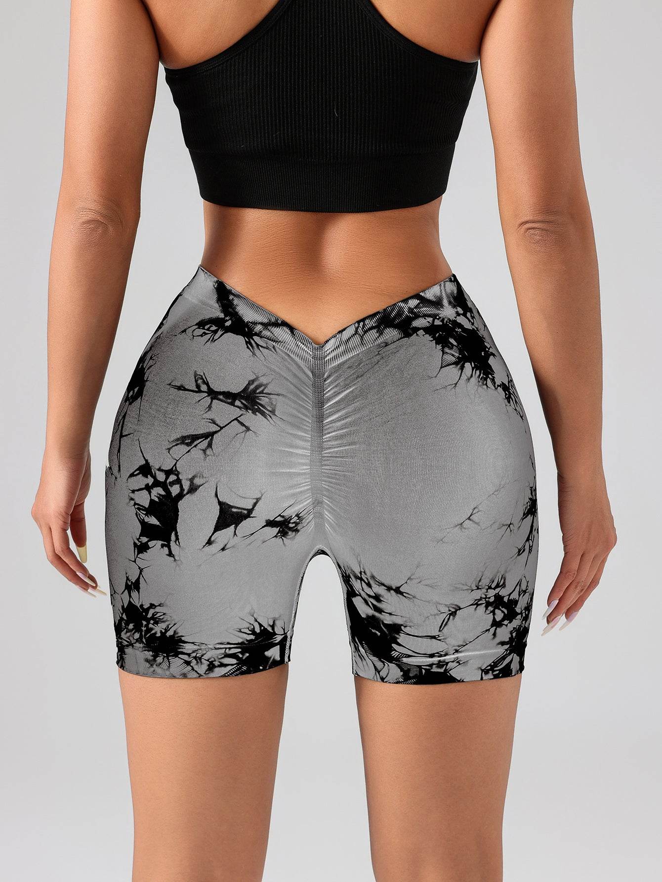 3 PACK Tie Dye Active Wear Shorts, Women Workout Shorts, High Waisted Contour Gym Yoga Biker Shorts, V Back Booty Biker Workout Gym Running Shorts - Mubimart