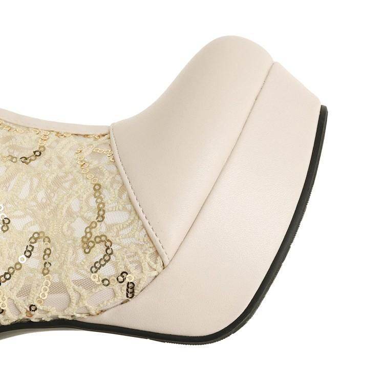 Summer Lace Thick High Heel Platform Women's High-top Mesh Sandal Boots - Mubimart