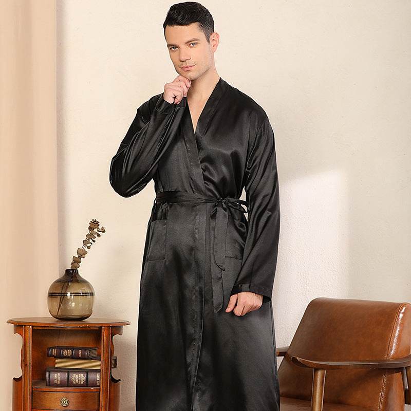 Men's Robe Ultra-thin Cardigan Nightgown Loose Plus Size - Mubimart