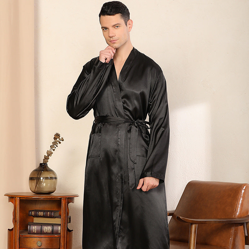 Men's Robe Ultra-thin Cardigan Nightgown Loose Plus Size - Mubimart - Plus Size Nightgown 