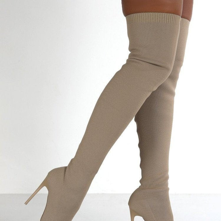 Fashion Flying Woven Knee Socks Women - Mubimart - Knee high socks 