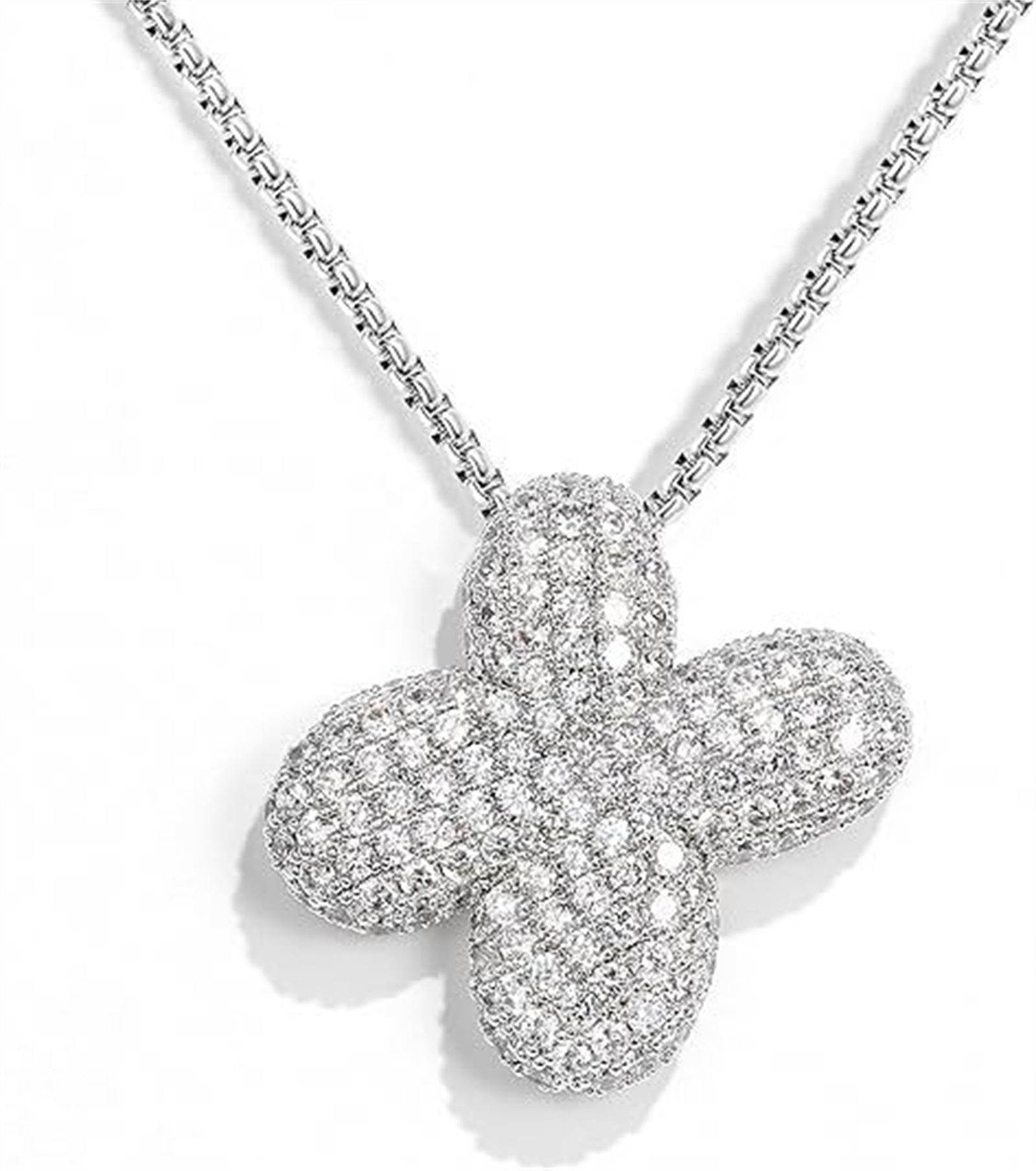 Brass Zircon Balloon English Letter Necklace - Mubimart