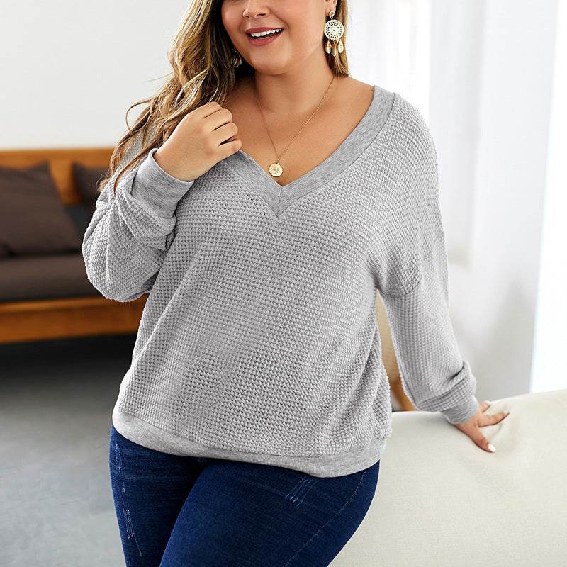 fat lady Autumn Blouses Women knitted shirts - Mubimart