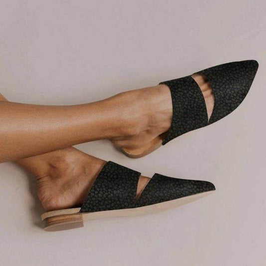 New Summer Flat Suede Pointed Toe Outdoor Slippers - Mubimart