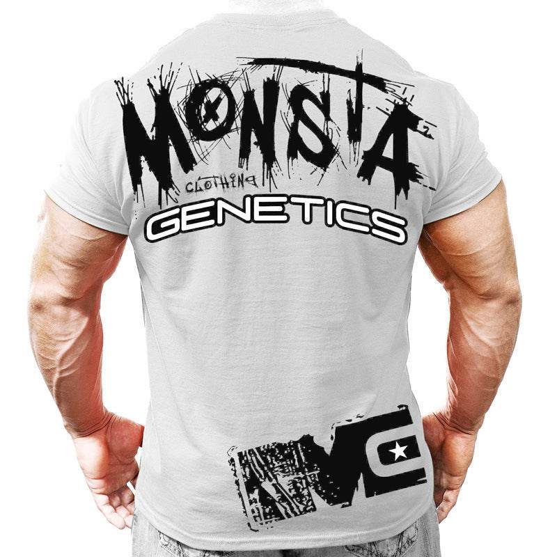 Big Print Brothers Cotton Stretch Slim Fit Workout T-shirt Men - Mubimart