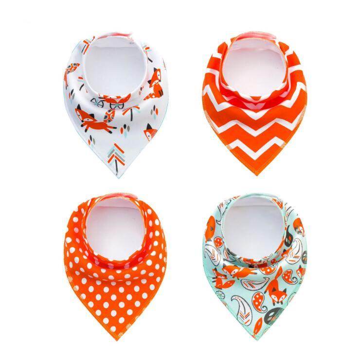 4pcs Lot Bibs Burp Cloth Print Arrow Wave Triangle Baby Bibs Cotton Bandana Accessories - Mubimart