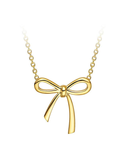 Bow Pendant Color Gold Clavicle Chain - Mubimart