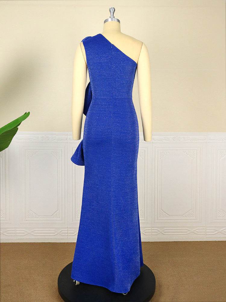 One-shoulder Backless Ruffled Bodycon Dress - Mubimart