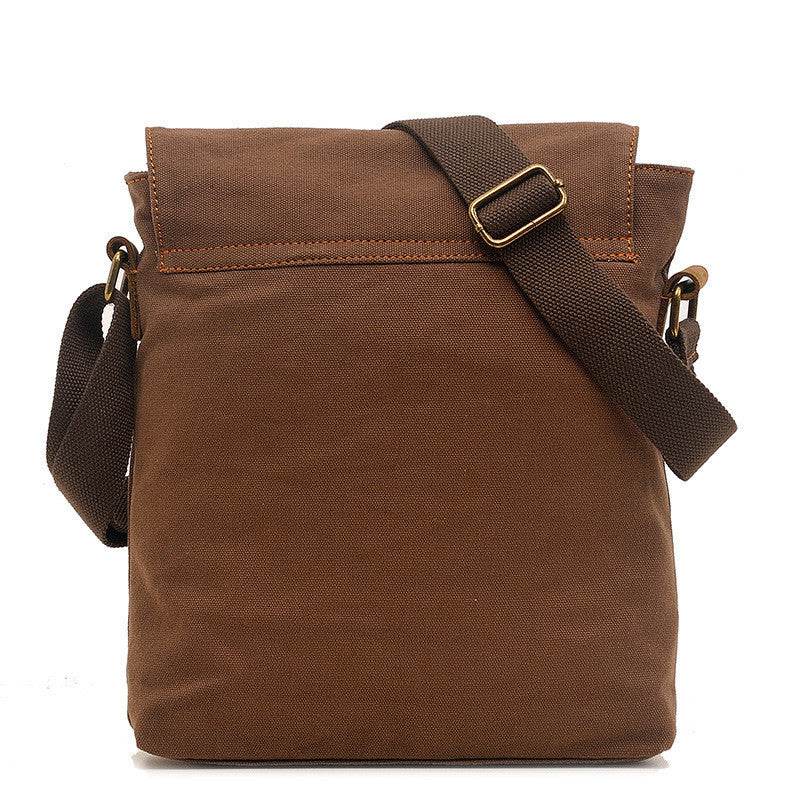 Canvas bag men and women vertical crossbody bag shoulder bag retro - Mubimart