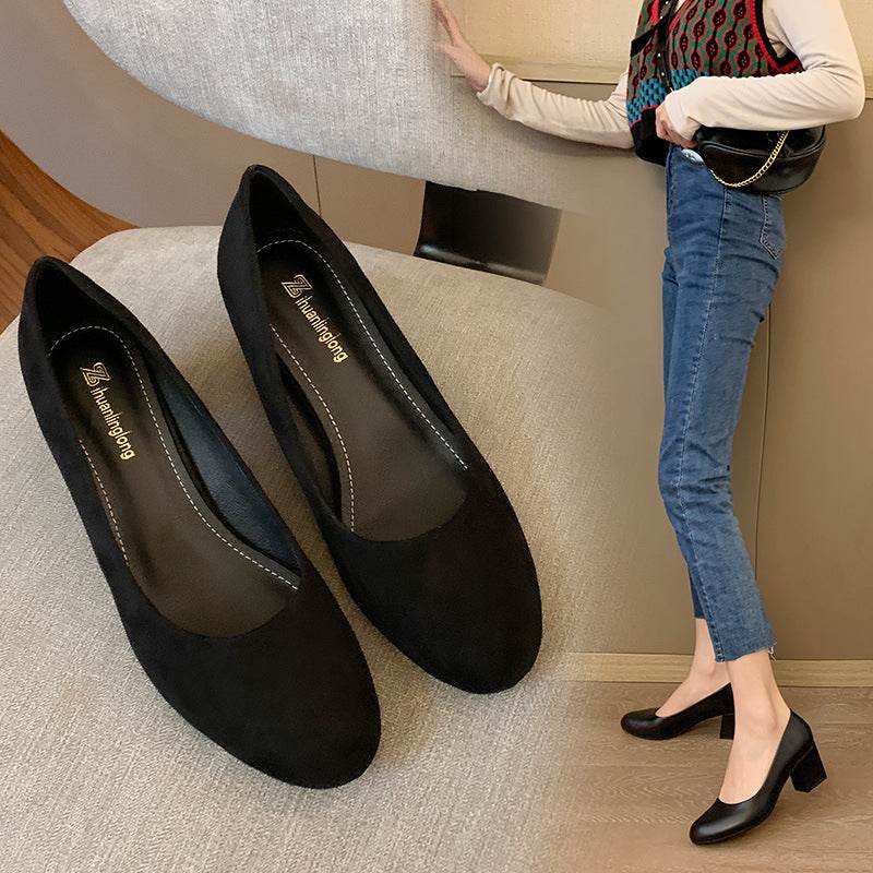 New Women's Black Professional High Heel Work Shoes - Mubimart