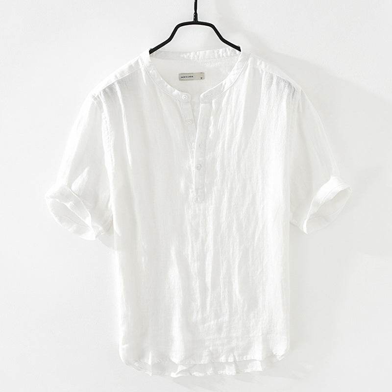 Linen Shirt Summer Half Sleeves Cotton Linen Shirt - Mubimart