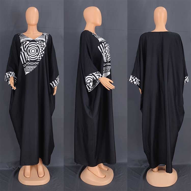 Women's Middle East Plus Size Robe Printed Loose Maxi Dress - Mubimart -  