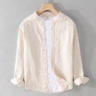 Cotton linen shirt men - Mubimart