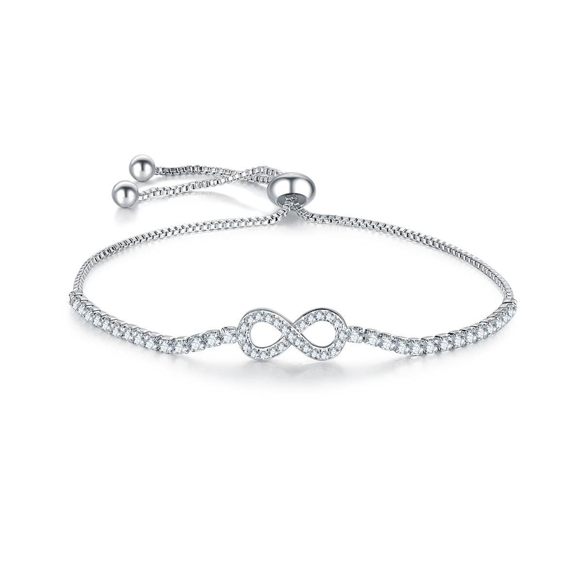 17KM Cubic Zirconia Infinity Bracelets For Women Rose Gold Silver Color Charm Bracelet & Bangle Fashion Geometric Jewelry Gifts - Mubimart