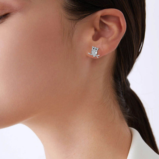 Sweet Women Owl Stud Earrings - Mubimart