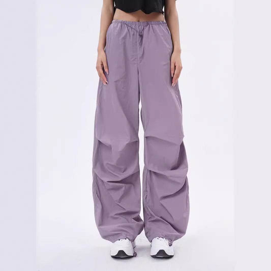 Design Sense Pleated Drawstring Casual Jogger Pants - Mubimart