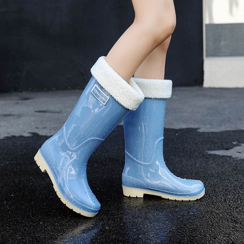 Adult High-top Women's Rain Boots Non-slip Waterproof Kitchen Work PVC Water Shoes Women - Mubimart