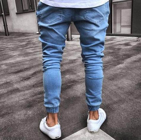 Mens Stretchy Ripped Biker Jeans - Mubimart