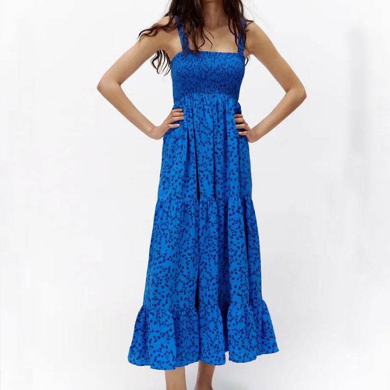 Ladies Poplin Midi Sling Dress - Mubimart