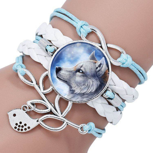 Multi-layered gemstone wolf bracelet - Mubimart