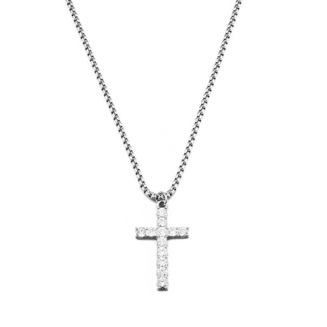 Street Diamond Cross Necklace For Men - Mubimart