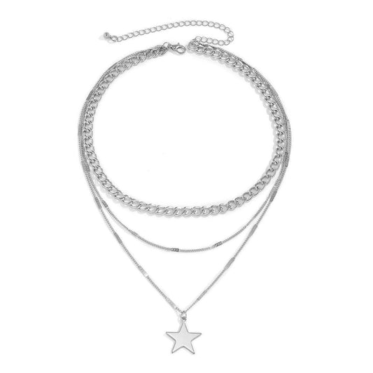 Simple Metal Chain Combination Necklace Women - Mubimart
